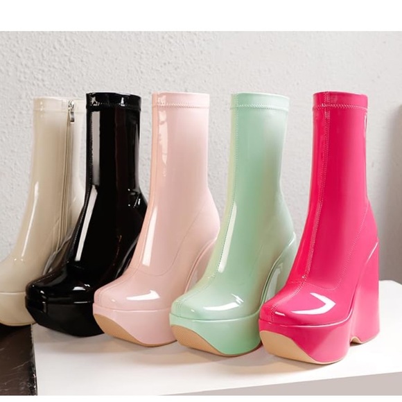 New Shop sun gurg Platform Ankle Boots for Women Wedges Narrow Mid-Calf Boot - Picture 10 of 10